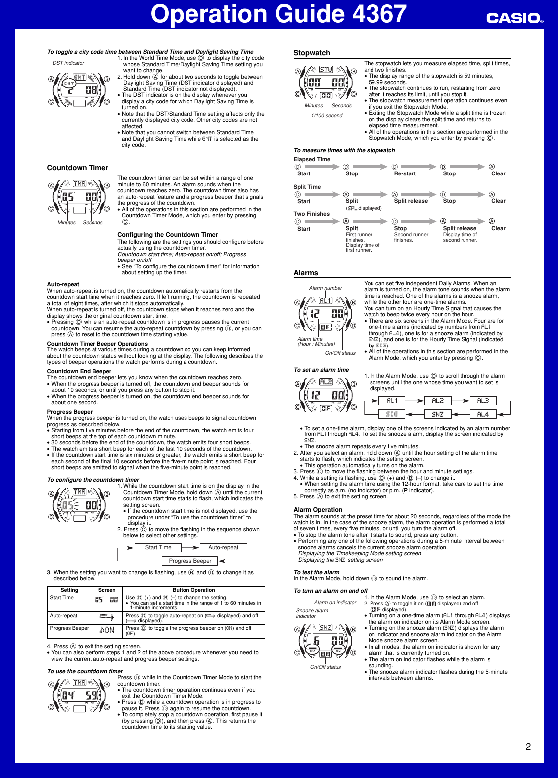 Page 2 of 3 - Casio Casio-Casio-Operation-Guide-4367-Ma0509-Ea-Users-Manual- QW-4367  Casio-casio-operation-guide-4367-ma0509-ea-users-manual