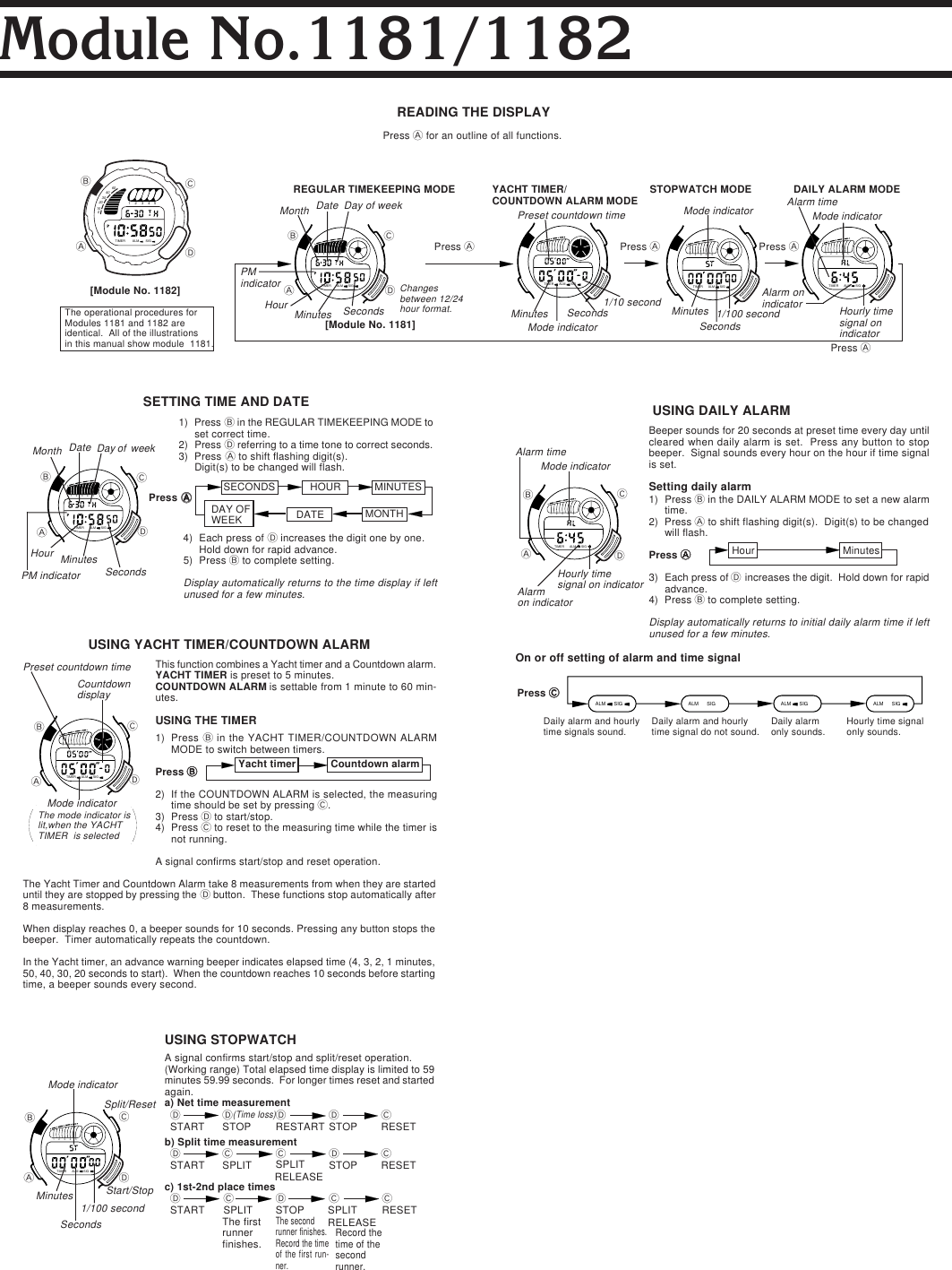 Page 1 of 1 - Casio Casio-Casio-Watch-1182-Users-Manual- QW-1181/1182 (Operation)  Casio-casio-watch-1182-users-manual