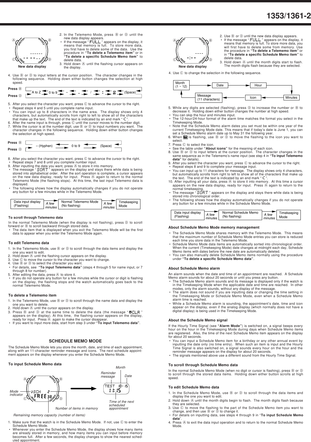 Page 2 of 3 - Casio Casio-Casio-Watch-1361-Users-Manual- QW-1353/1361 (Operation)  Casio-casio-watch-1361-users-manual