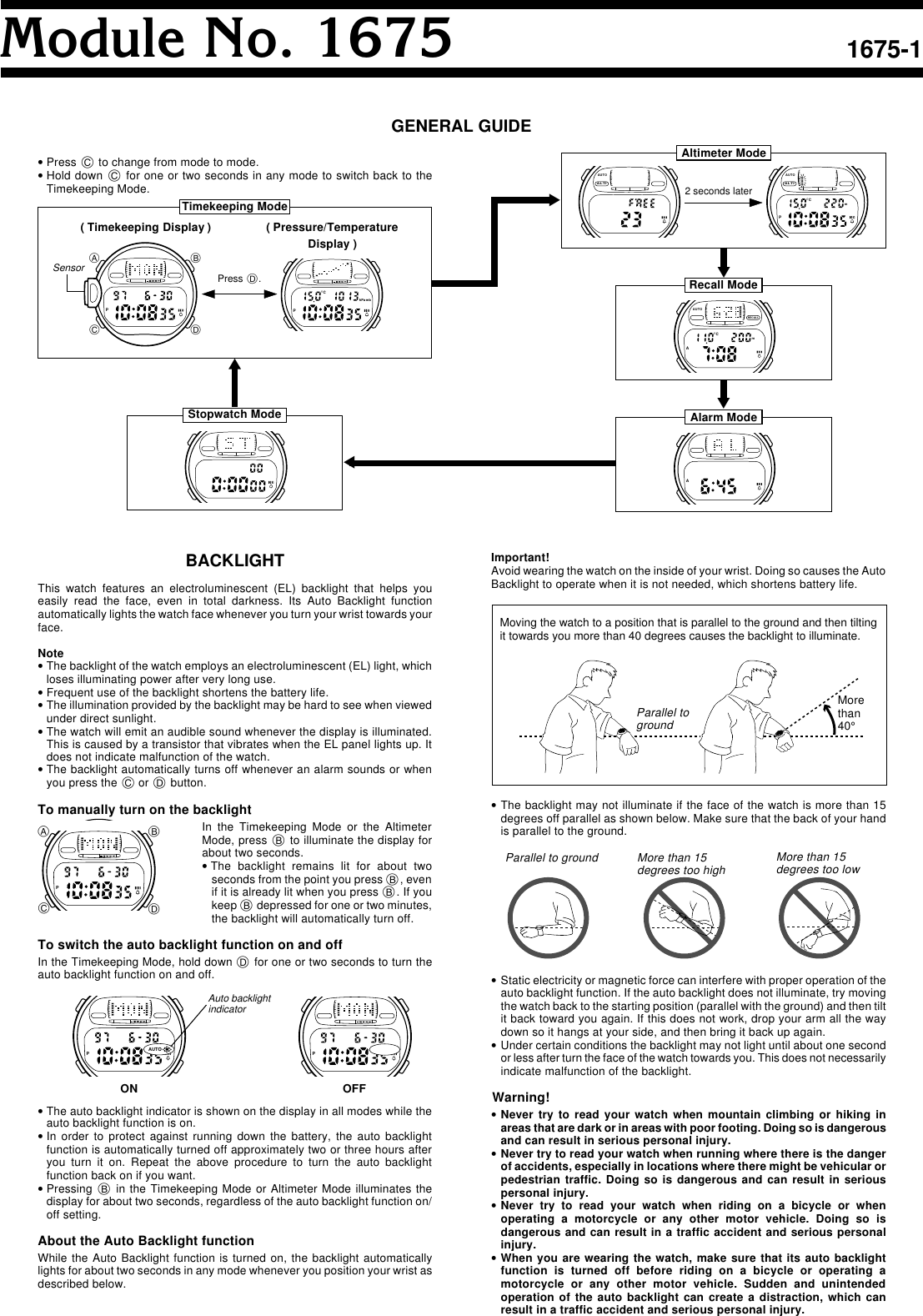 Page 1 of 7 - Casio Casio-Casio-Watch-1675-1-Users-Manual- QW-M1675  Casio-casio-watch-1675-1-users-manual