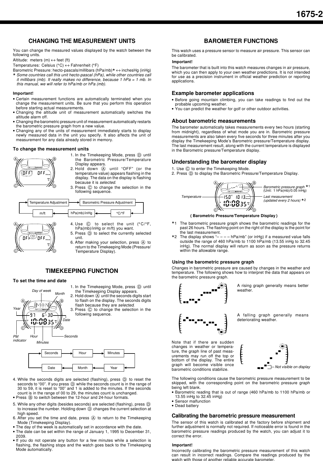 Page 2 of 7 - Casio Casio-Casio-Watch-1675-1-Users-Manual- QW-M1675  Casio-casio-watch-1675-1-users-manual