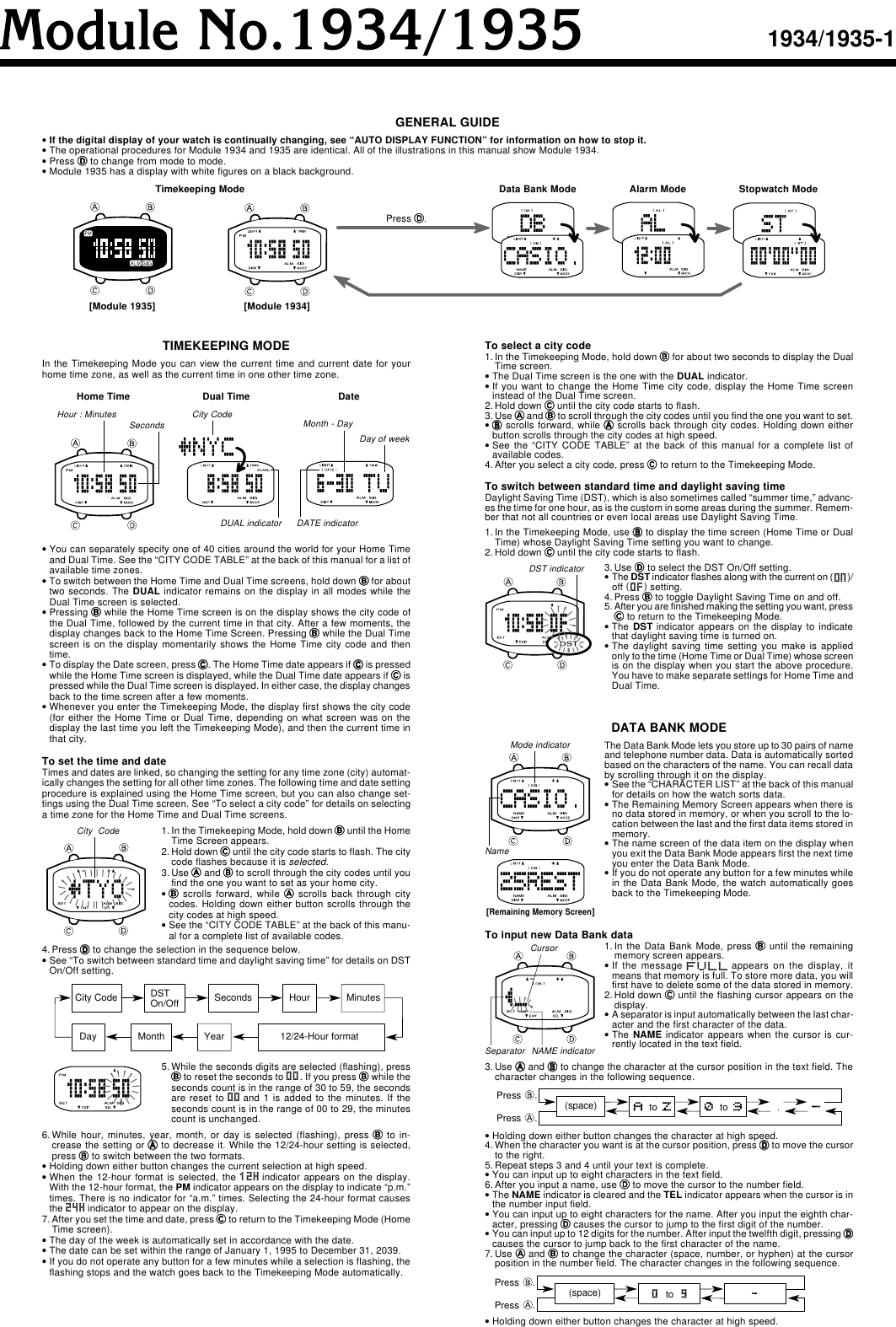 Page 1 of 3 - Casio Casio-Casio-Watch-1935-Users-Manual- 1934_1935_opch  Casio-casio-watch-1935-users-manual