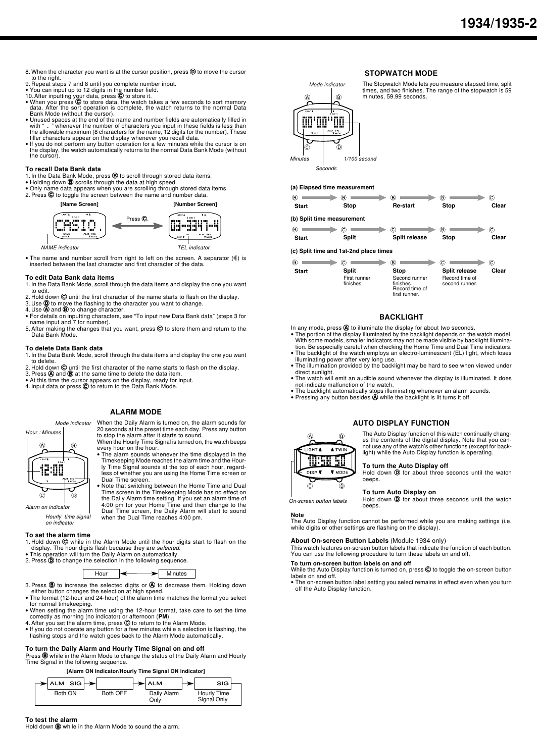 Page 2 of 3 - Casio Casio-Casio-Watch-1935-Users-Manual- 1934_1935_opch  Casio-casio-watch-1935-users-manual