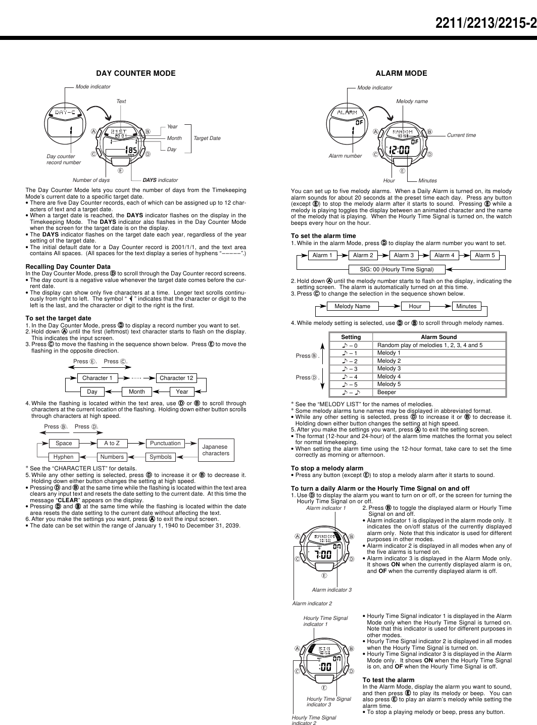 Page 2 of 3 - Casio Casio-Casio-Watch-2213-Users-Manual- QW-2211/2213/2215  Casio-casio-watch-2213-users-manual