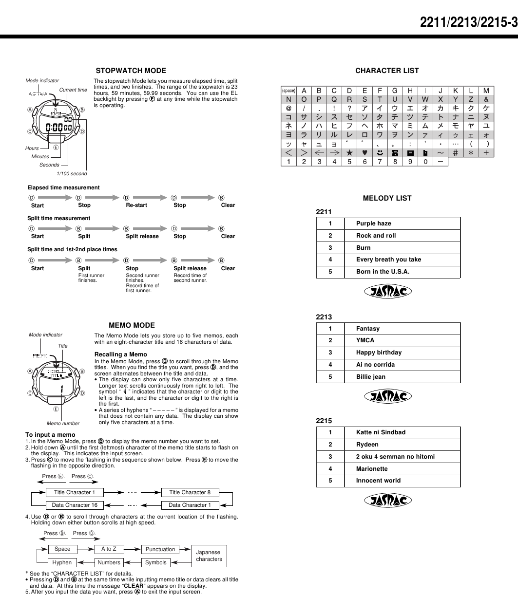 Page 3 of 3 - Casio Casio-Casio-Watch-2213-Users-Manual- QW-2211/2213/2215  Casio-casio-watch-2213-users-manual