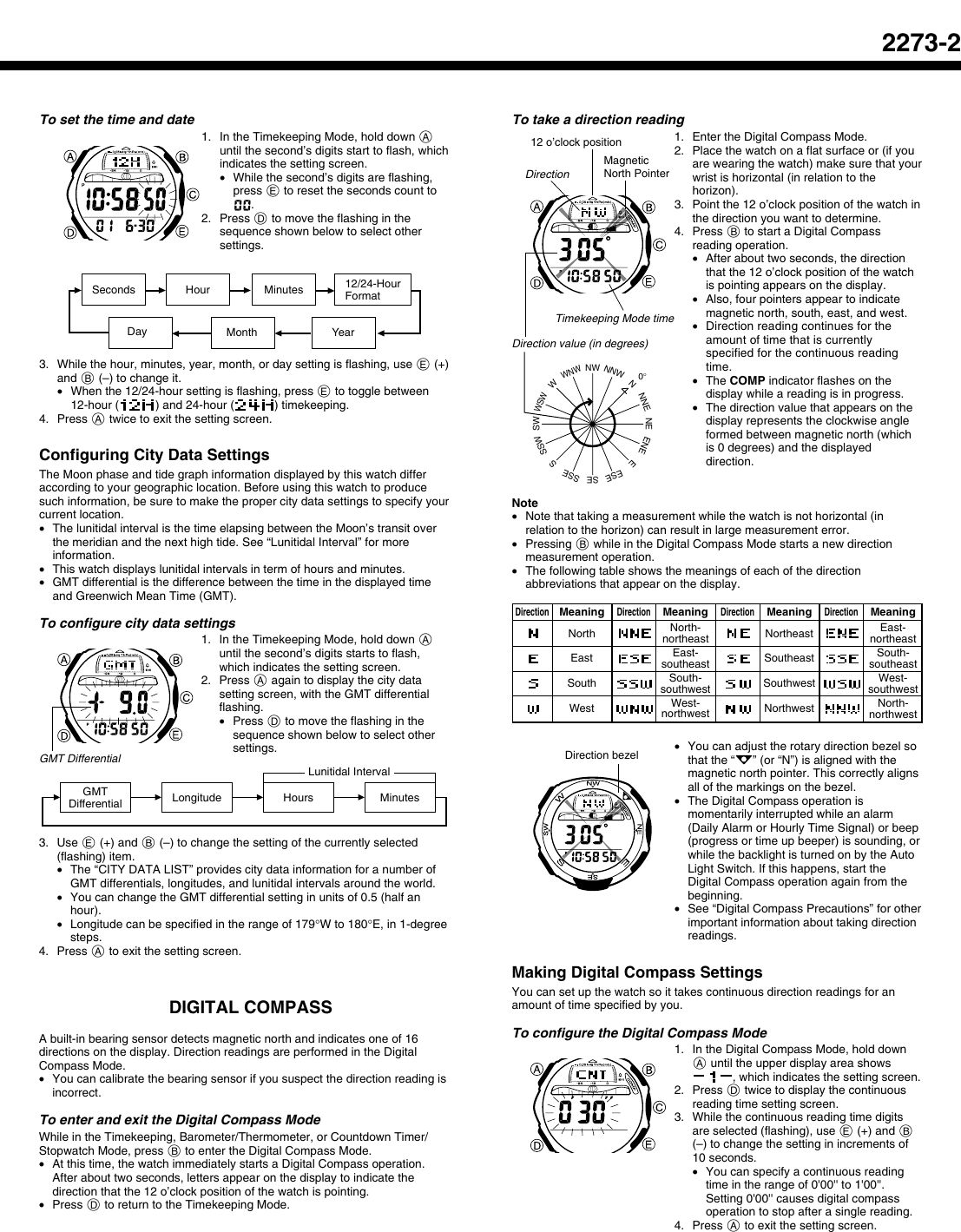 Page 2 of 9 - Casio Casio-Casio-Watch-2273-Users-Manual- QW-2273  Casio-casio-watch-2273-users-manual