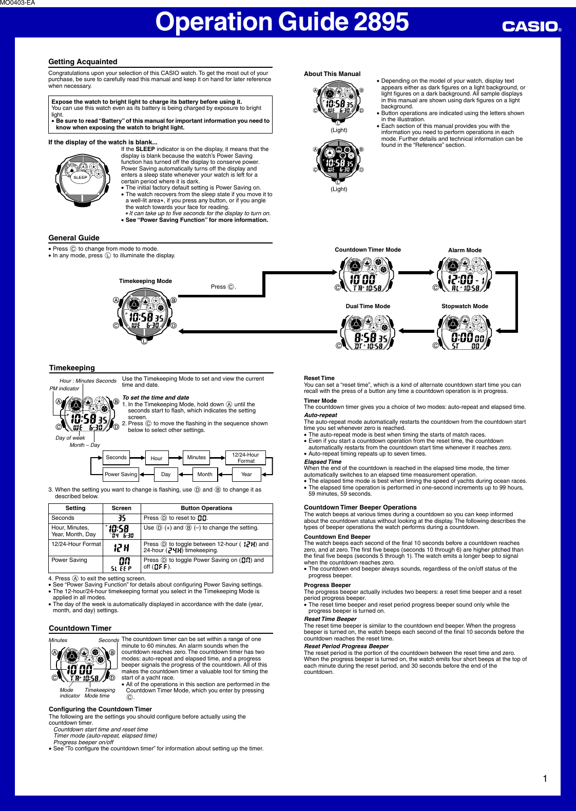 Page 1 of 4 - Casio Casio-Casio-Watch-2895-Users-Manual- QW-2895  Casio-casio-watch-2895-users-manual