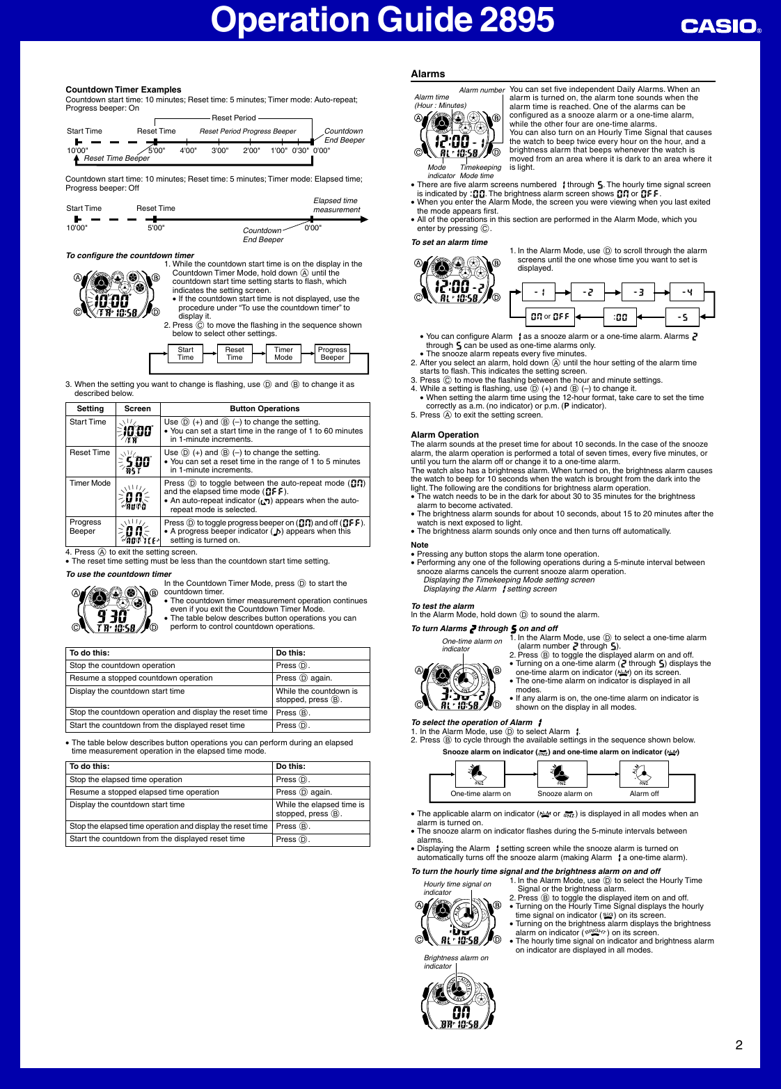 Page 2 of 4 - Casio Casio-Casio-Watch-2895-Users-Manual- QW-2895  Casio-casio-watch-2895-users-manual
