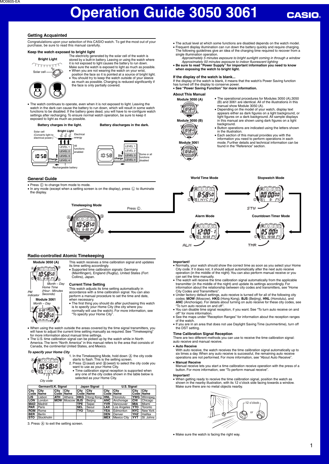 Page 1 of 6 - Casio Casio-Casio-Watch-3061-Users-Manual- QW-3050 3061  Casio-casio-watch-3061-users-manual