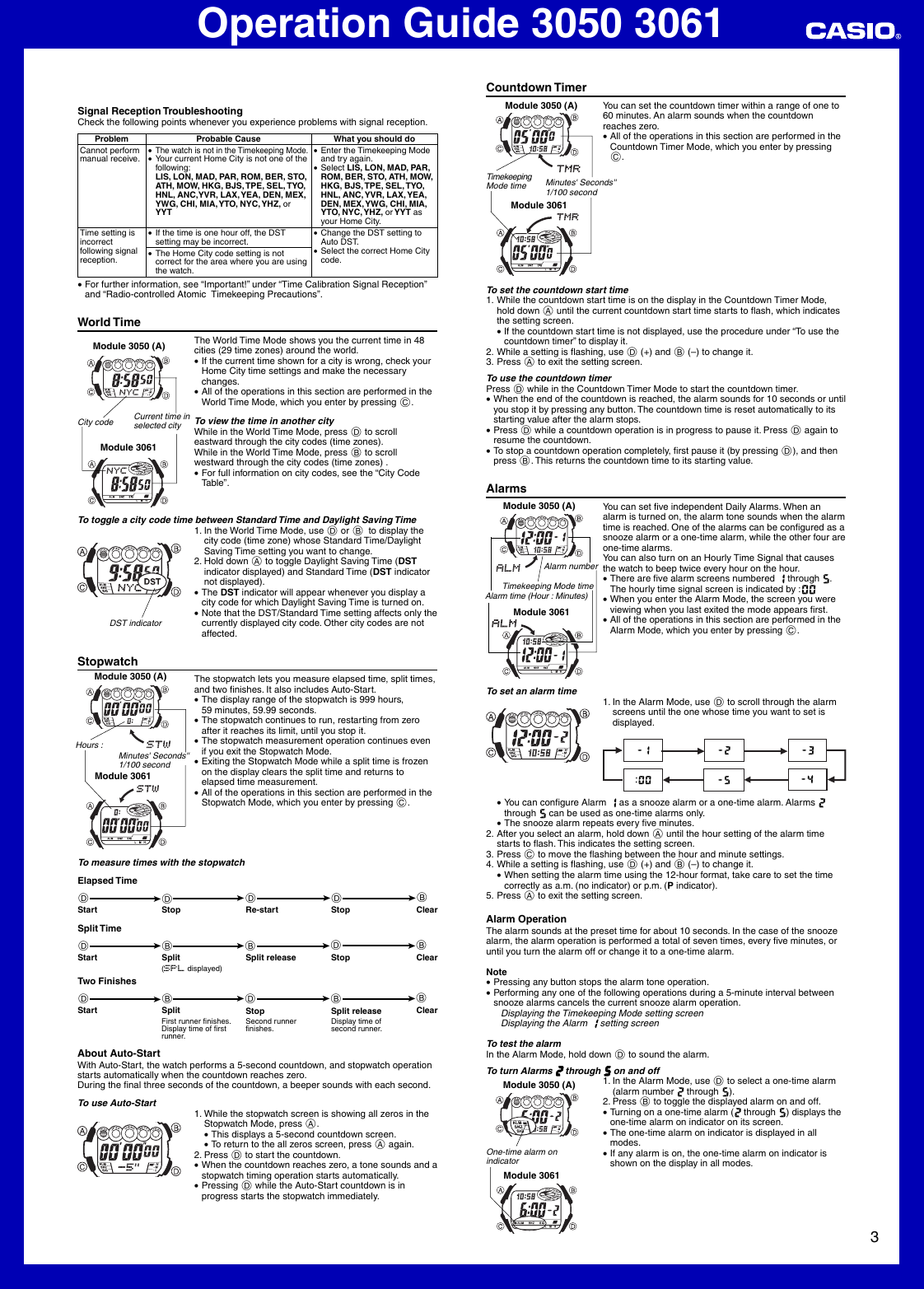 Page 3 of 6 - Casio Casio-Casio-Watch-3061-Users-Manual- QW-3050 3061  Casio-casio-watch-3061-users-manual