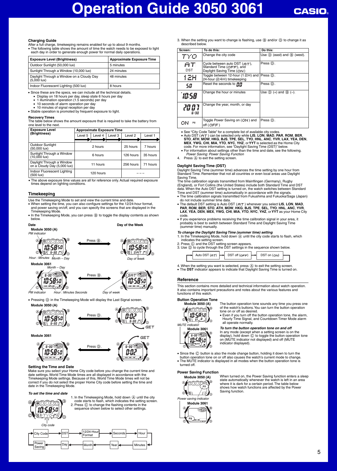 Page 5 of 6 - Casio Casio-Casio-Watch-3061-Users-Manual- QW-3050 3061  Casio-casio-watch-3061-users-manual