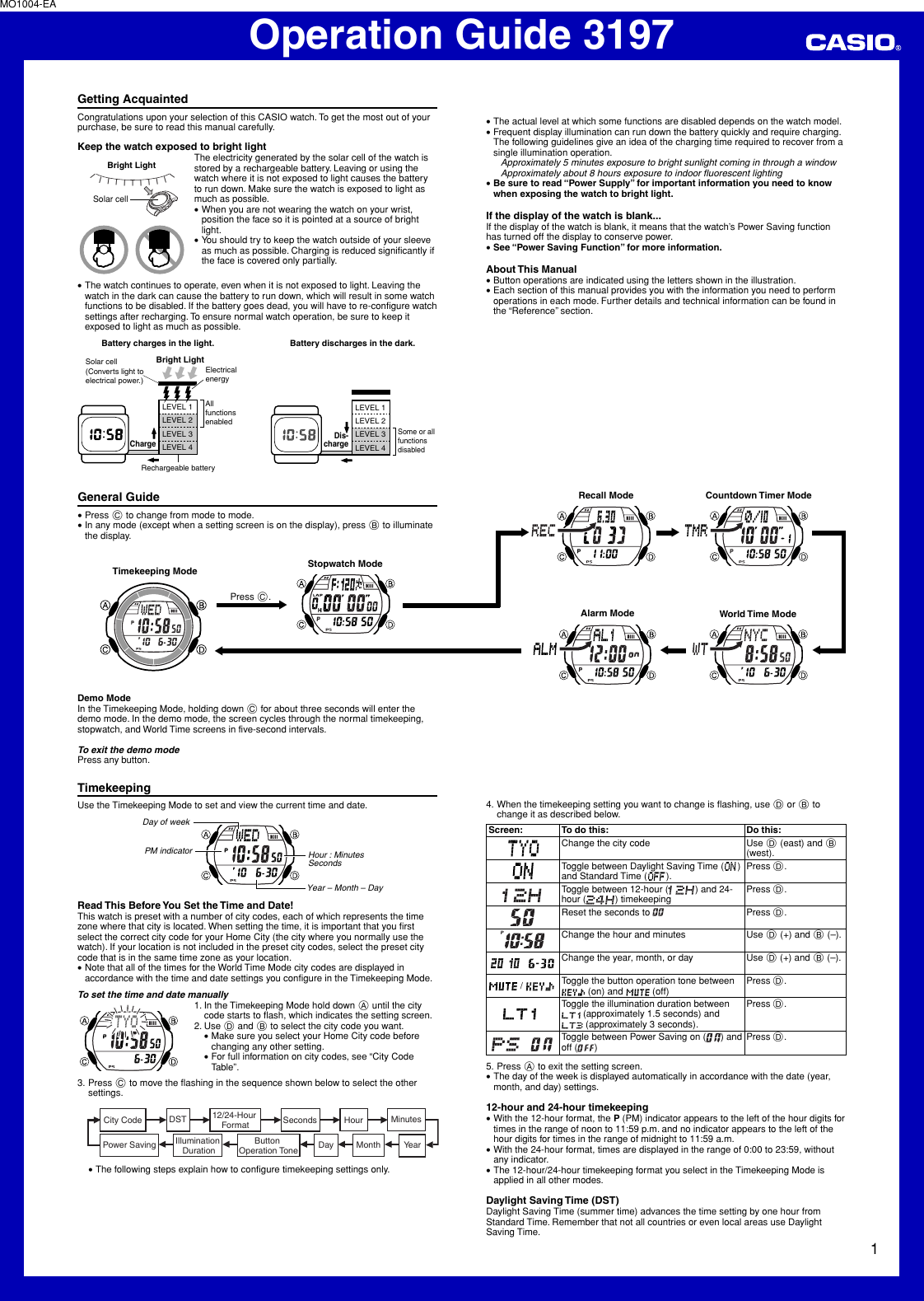Page 1 of 5 - Casio Casio-Casio-Watch-3197-Users-Manual- QW-3197  Casio-casio-watch-3197-users-manual