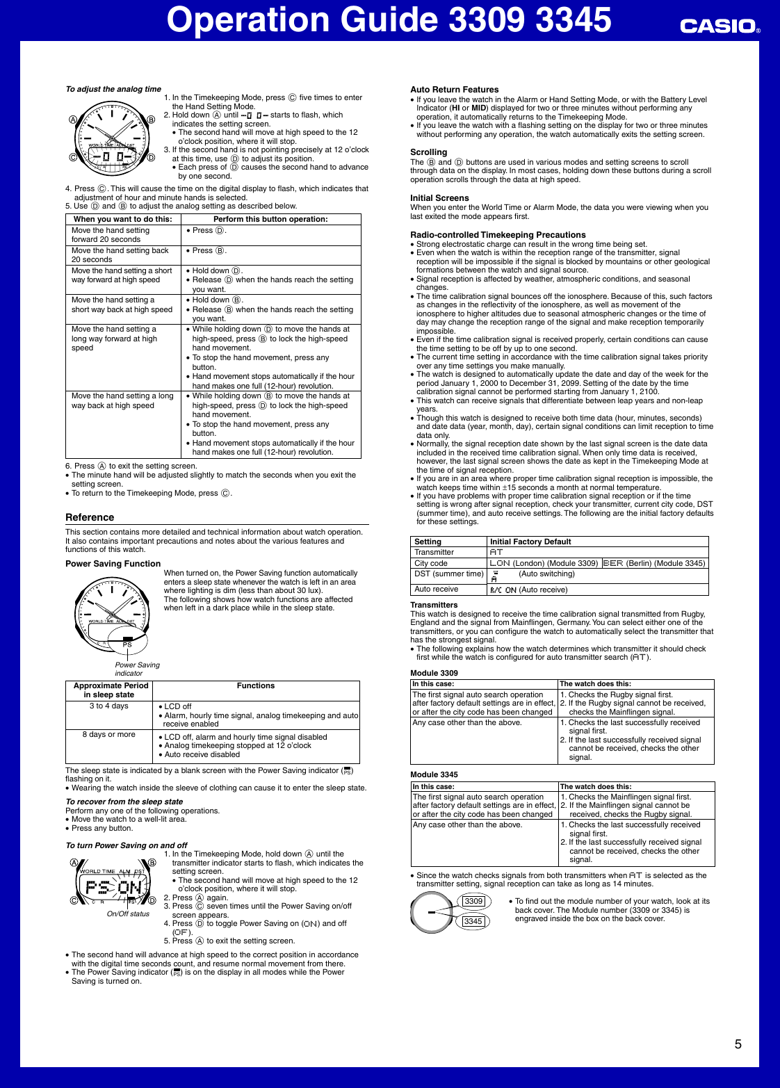 Page 5 of 6 - Casio Casio-Casio-Watch-3345-Users-Manual- QW-3309 3345  Casio-casio-watch-3345-users-manual
