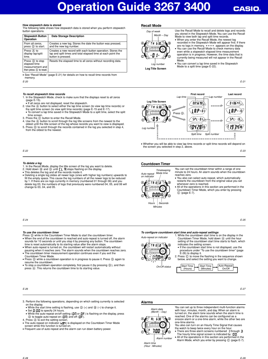 Page 3 of 5 - Casio Casio-Casio-Watch-3400-Users-Manual- QW-3267_3400  Casio-casio-watch-3400-users-manual