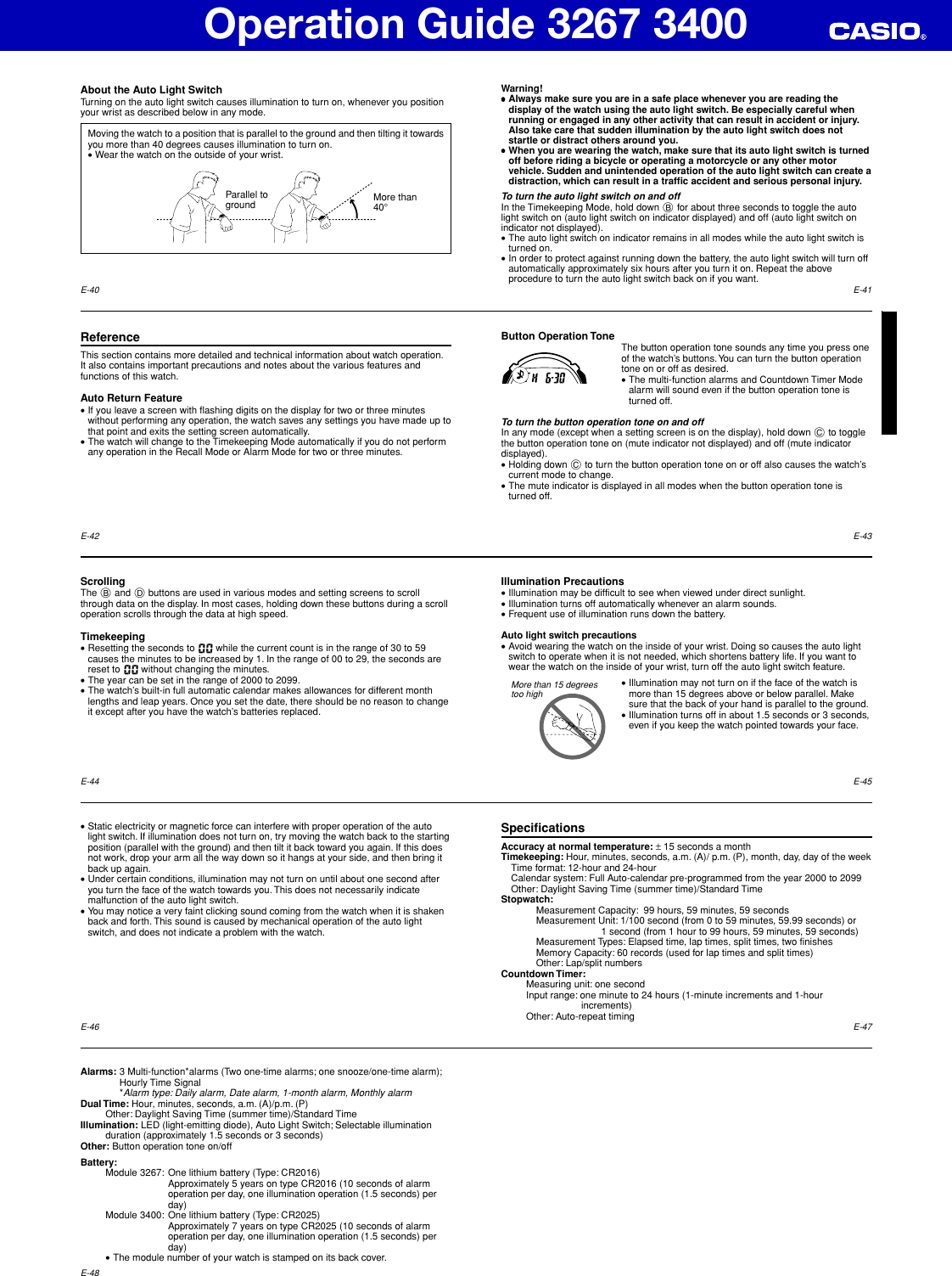 Page 5 of 5 - Casio Casio-Casio-Watch-3400-Users-Manual- QW-3267_3400  Casio-casio-watch-3400-users-manual