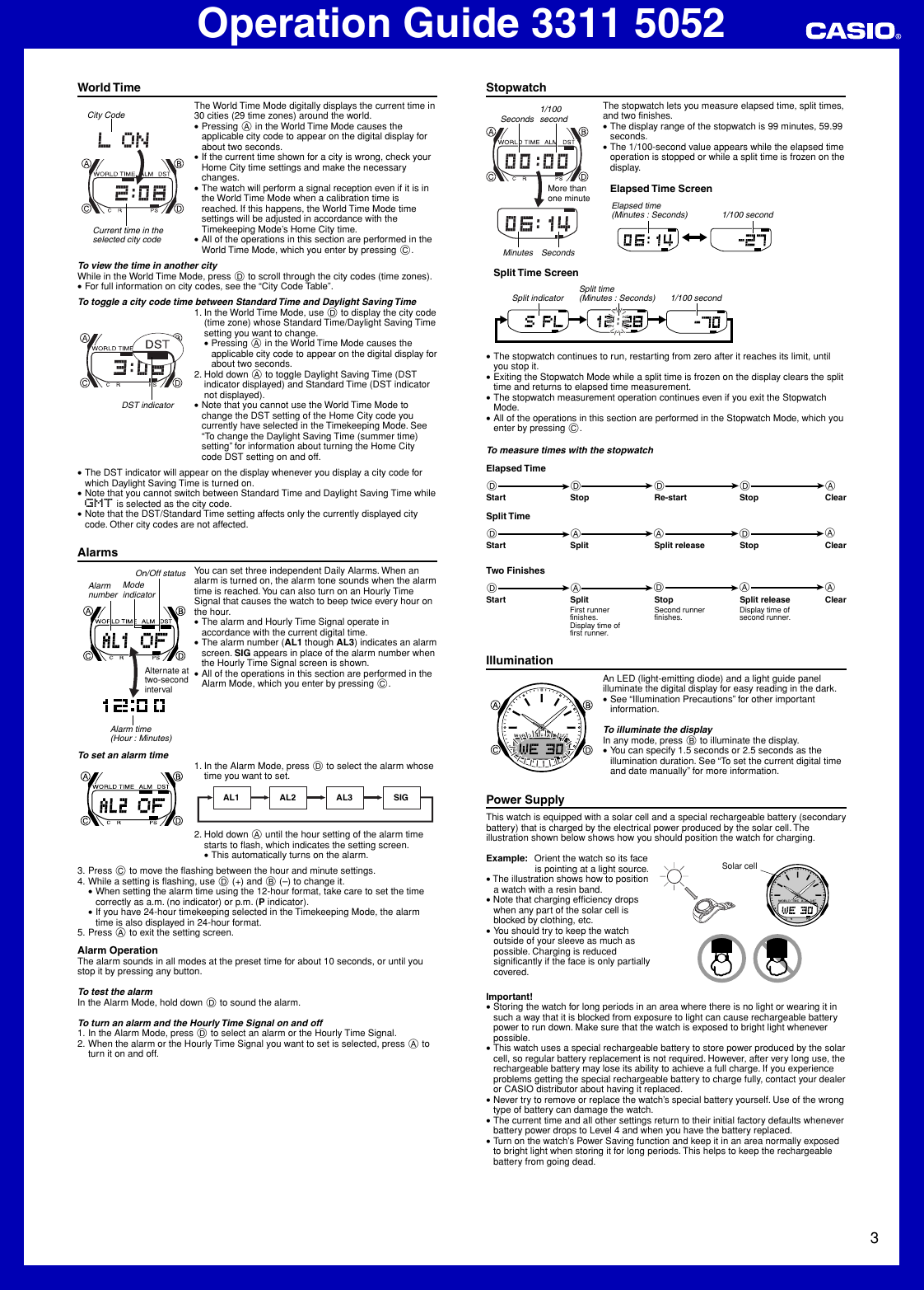 Page 3 of 6 - Casio Casio-Casio-Watch-5052-Users-Manual- QW-3311 5052  Casio-casio-watch-5052-users-manual