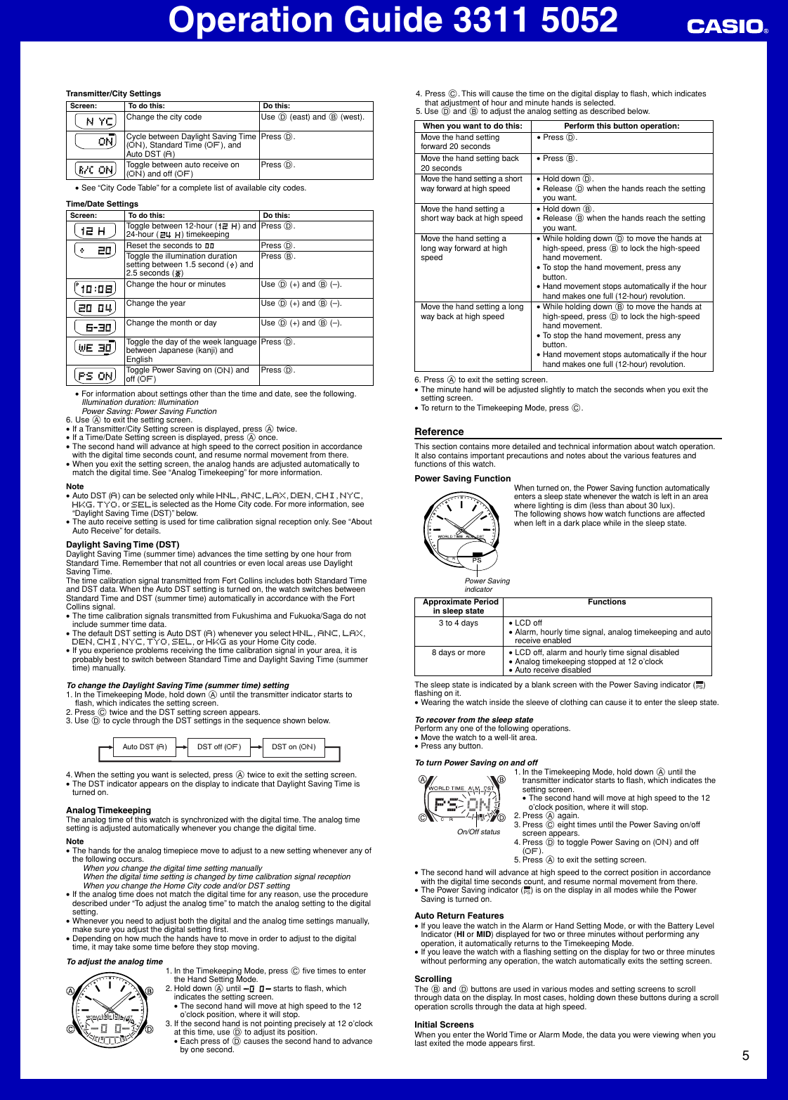 Page 5 of 6 - Casio Casio-Casio-Watch-5052-Users-Manual- QW-3311 5052  Casio-casio-watch-5052-users-manual