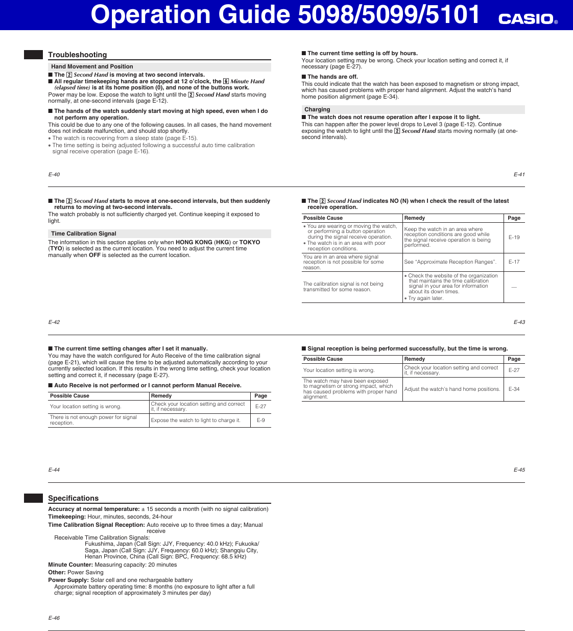 Page 5 of 5 - Casio Casio-Casio-Watch-5099-Users-Manual- QW-5098_5099_5101  Casio-casio-watch-5099-users-manual