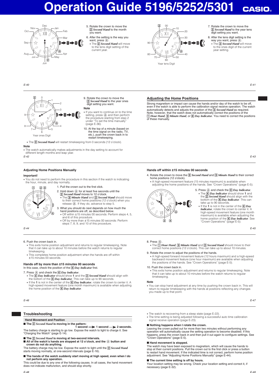 Page 5 of 6 - Casio Casio-Casio-Watch-5252-Users-Manual- QW-5196_5252_5301  Casio-casio-watch-5252-users-manual