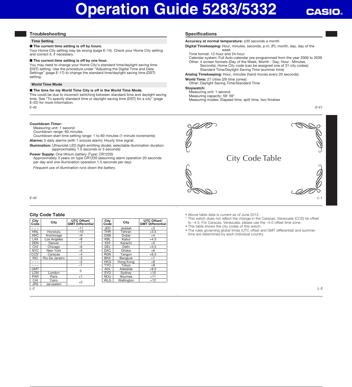 Page 5 of 5 - Casio Casio-Casio-Watch-5332-Users-Manual- QW-5283_5332  Casio-casio-watch-5332-users-manual