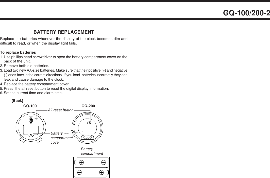 Page 2 of 2 - Casio Casio-Casio-Watch-Gq-200-Users-Manual- GQ-100/200(Operation)  Casio-casio-watch-gq-200-users-manual