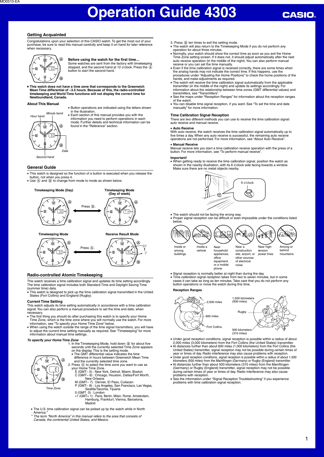 Page 1 of 3 - Casio Casio-Casio-Watch-Mo0510-Ea-Users-Manual- QW-4303  Casio-casio-watch-mo0510-ea-users-manual