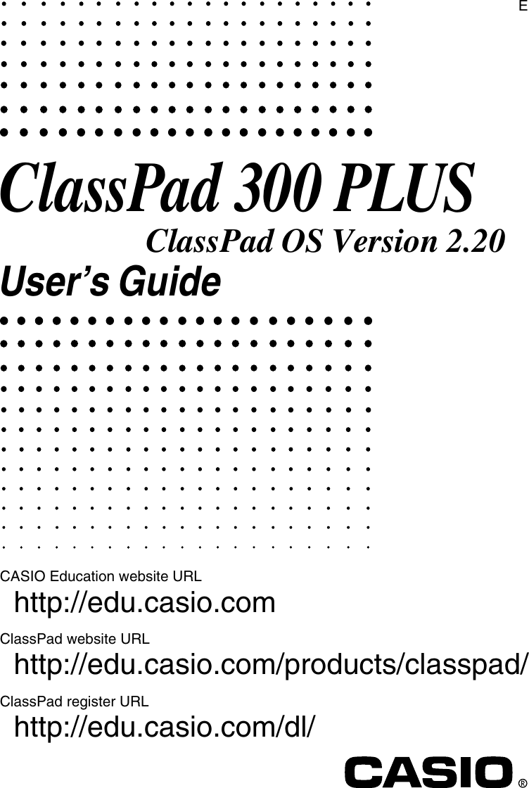 Casio Classpad 300 Plus Owners Manual PLUS_E