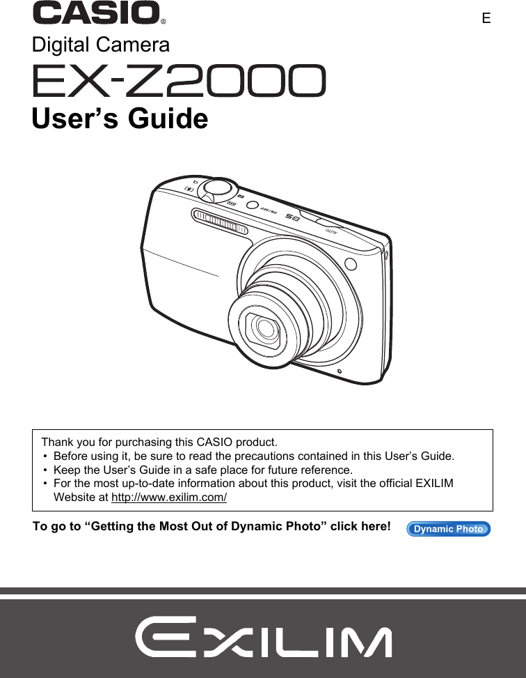 Casio Ex Z2000 For North American Customers Owners Manual