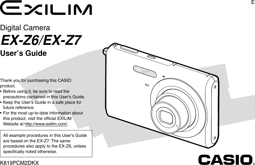 Casio Ex Z6 Users Guide Z6/EX Z7