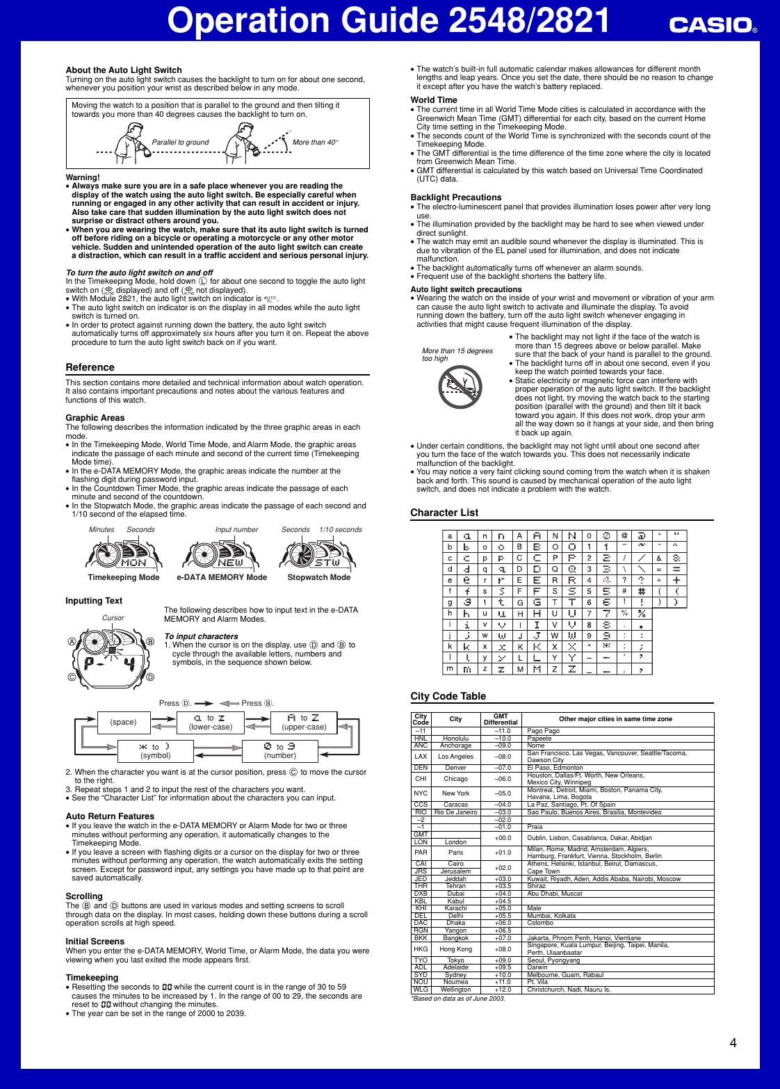 Casio G Shock Owners Manual