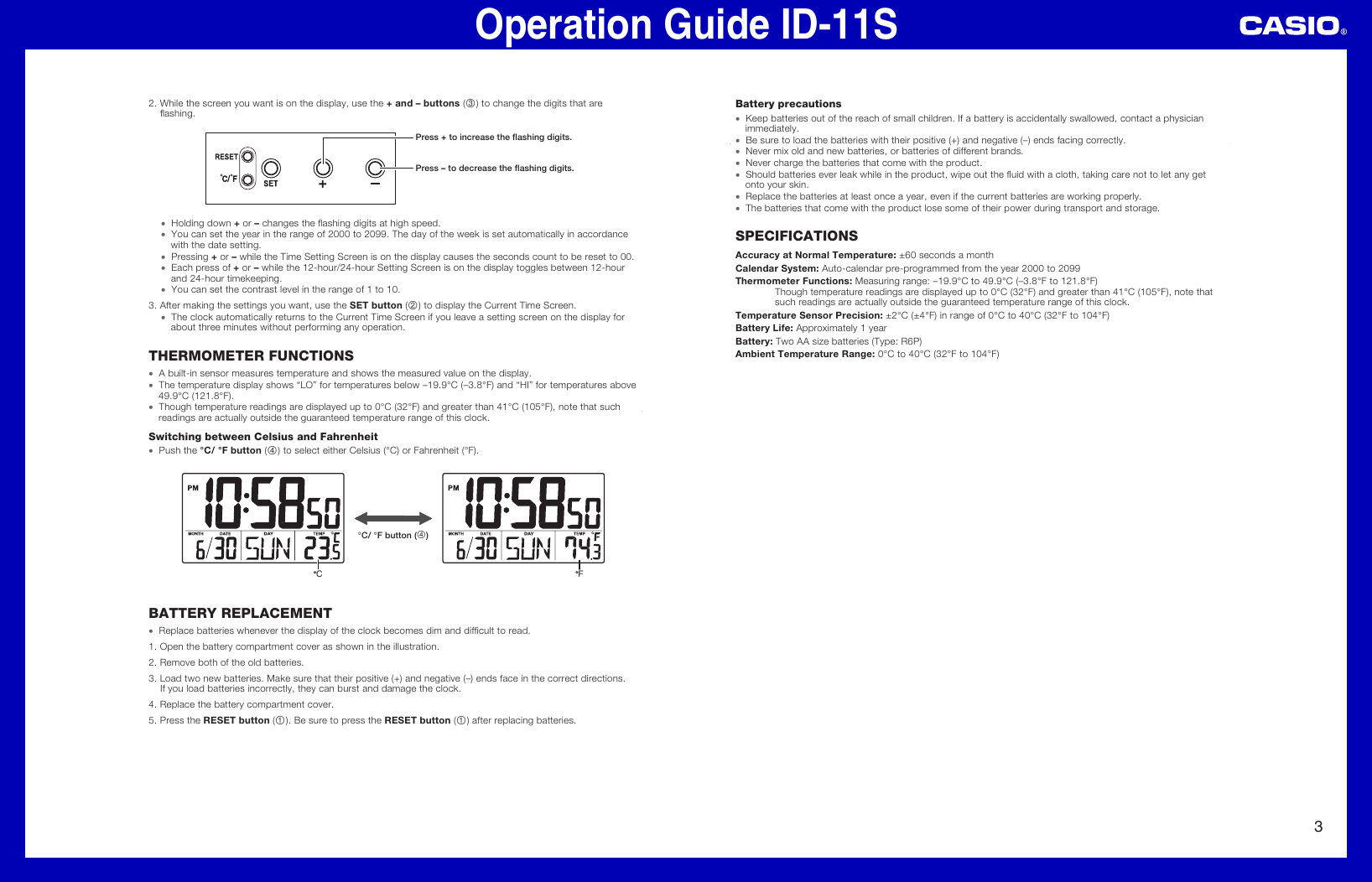 Page 3 of 3 - Casio Casio-Id-11S-Owners-Manual- ID-11S  Casio-id-11s-owners-manual