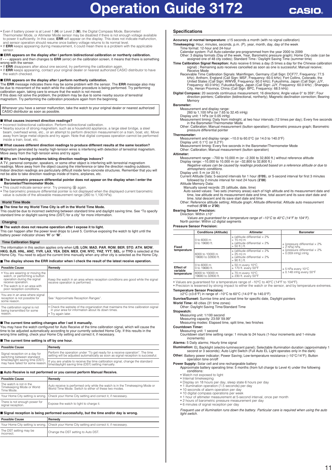 Page 11 of 12 - Casio Casio-Paw2000-1Cr-Operation-Manual- QW-3172  Casio-paw2000-1cr-operation-manual