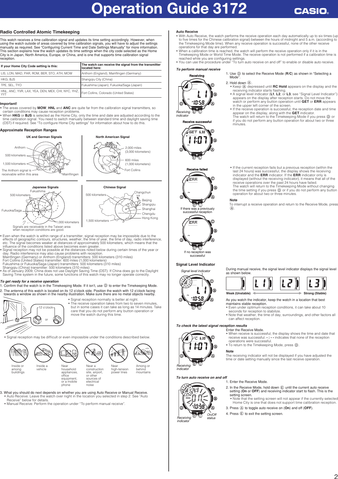 Page 2 of 12 - Casio Casio-Paw2000-1Cr-Operation-Manual- QW-3172  Casio-paw2000-1cr-operation-manual