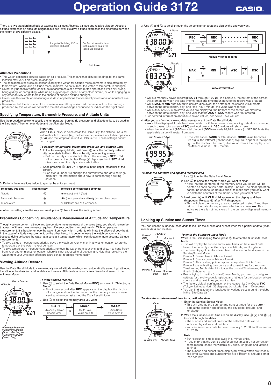 Page 8 of 12 - Casio Casio-Paw2000-1Cr-Operation-Manual- QW-3172  Casio-paw2000-1cr-operation-manual