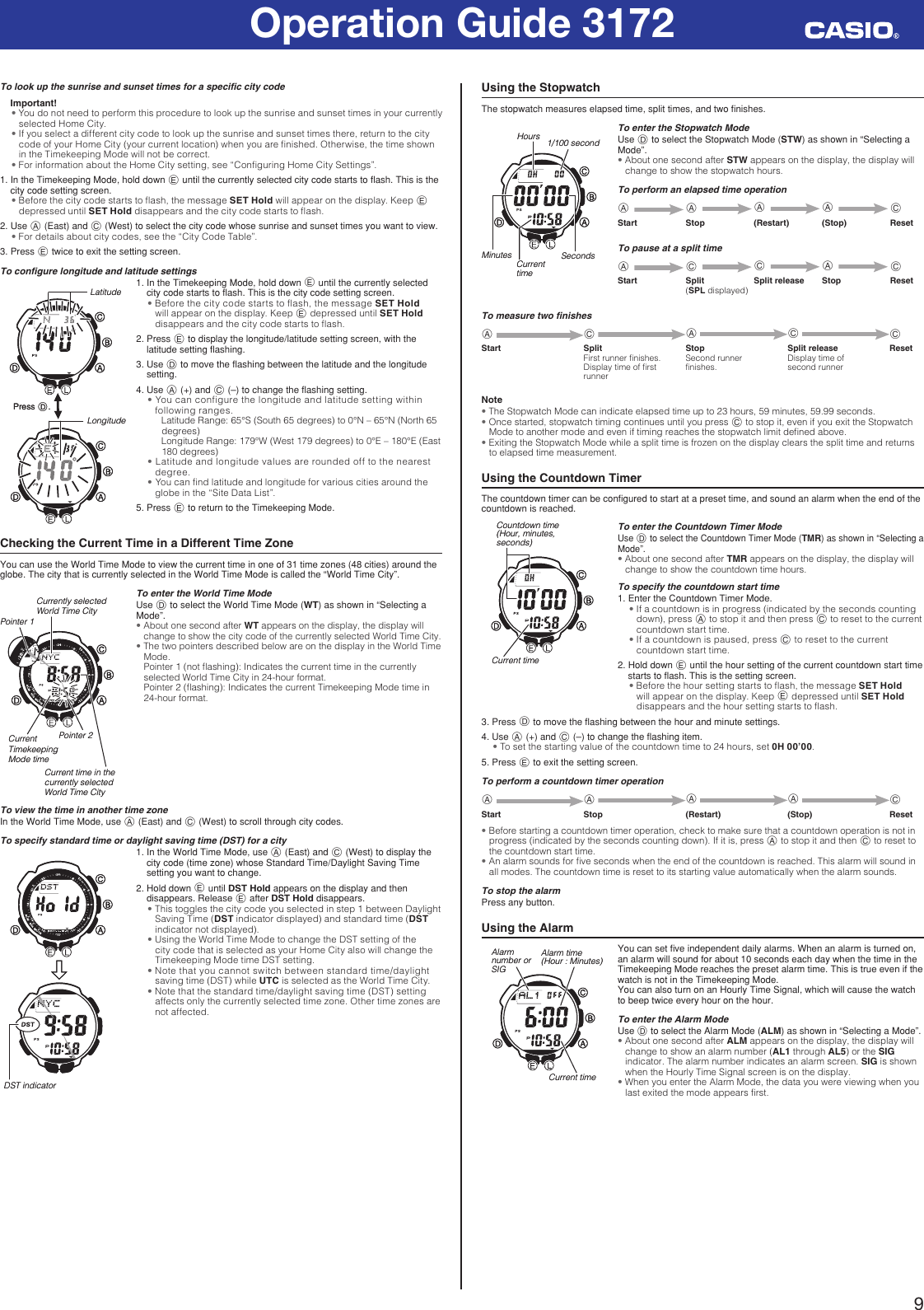 Page 9 of 12 - Casio Casio-Paw2000-1Cr-Operation-Manual- QW-3172  Casio-paw2000-1cr-operation-manual