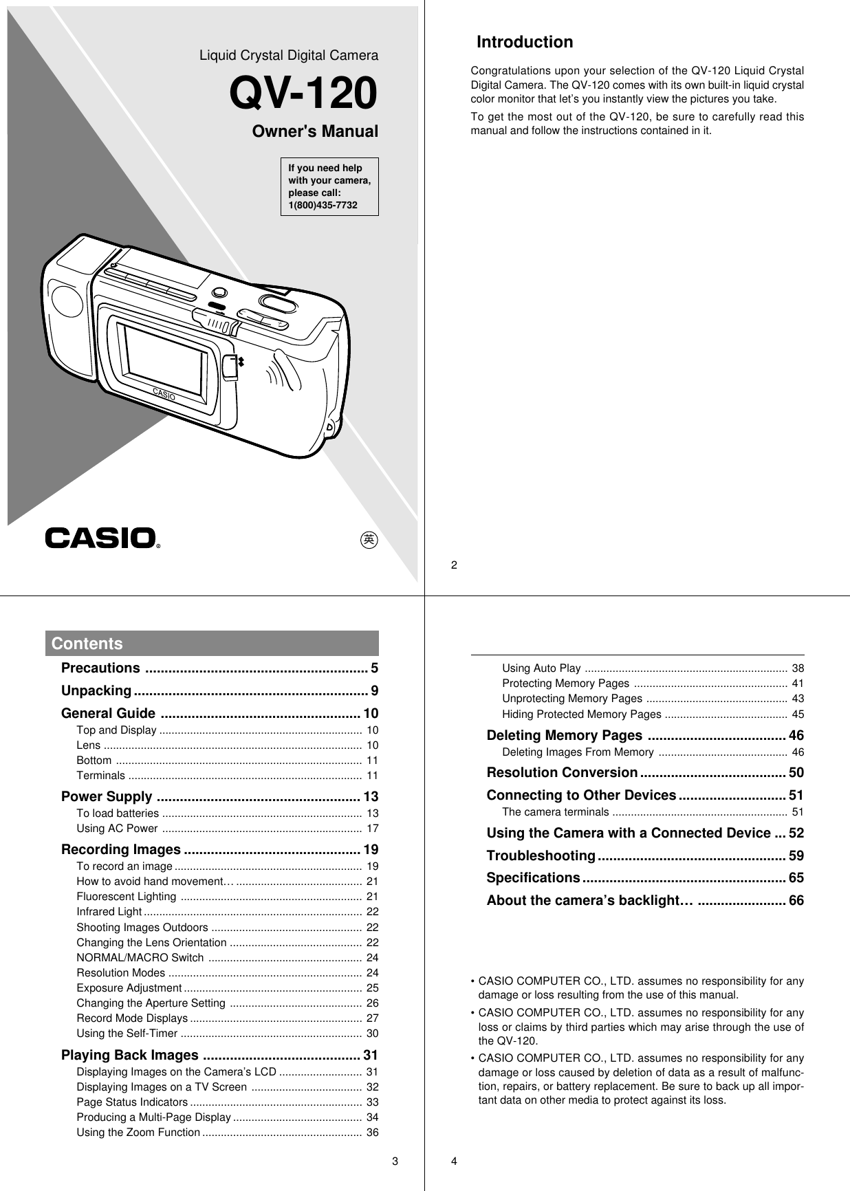 Casio Qv 120 Users Manual