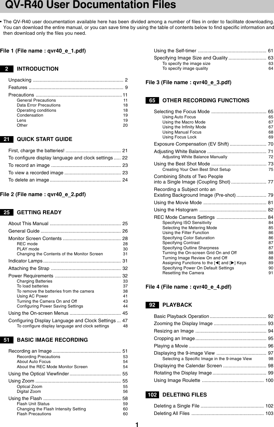 Page 1 of 2 - Casio Casio-Qv-R40-Part-2-Users-Guide- Qvr40_Files_e.p65  Casio-qv-r40-part-2-users-guide