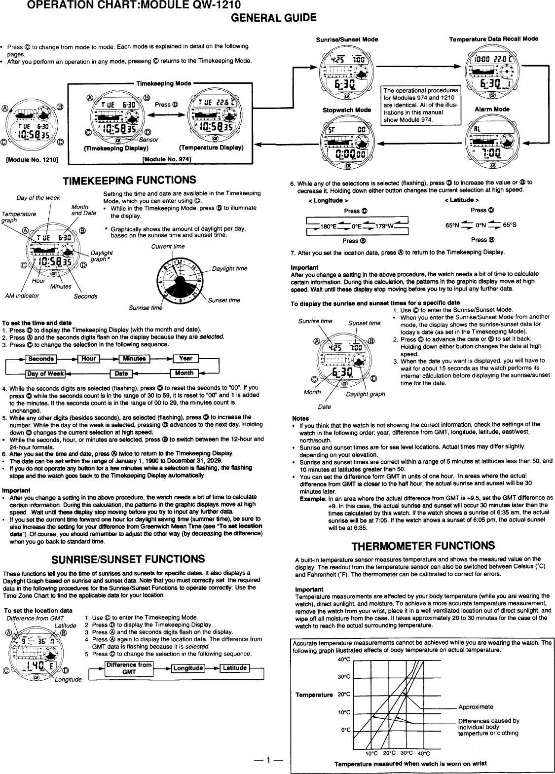 Page 1 of 3 - Casio Casio-Qw-1210-Users-Manual- S/M-467(QW-1210)  Casio-qw-1210-users-manual