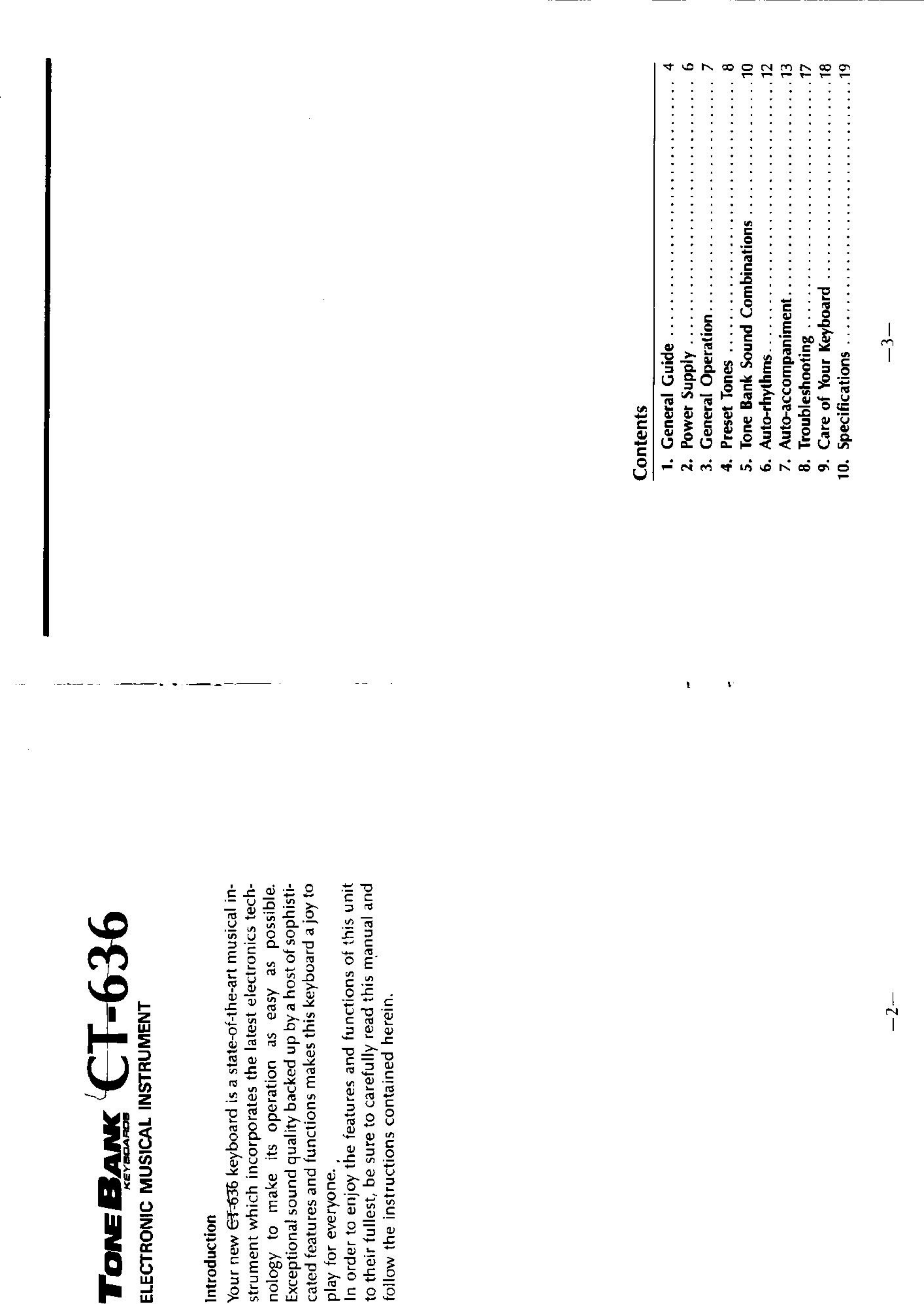 Page 2 of 10 - Casio Casio-Tone-Bank-Ct636-Users-Manual-  Casio-tone-bank-ct636-users-manual