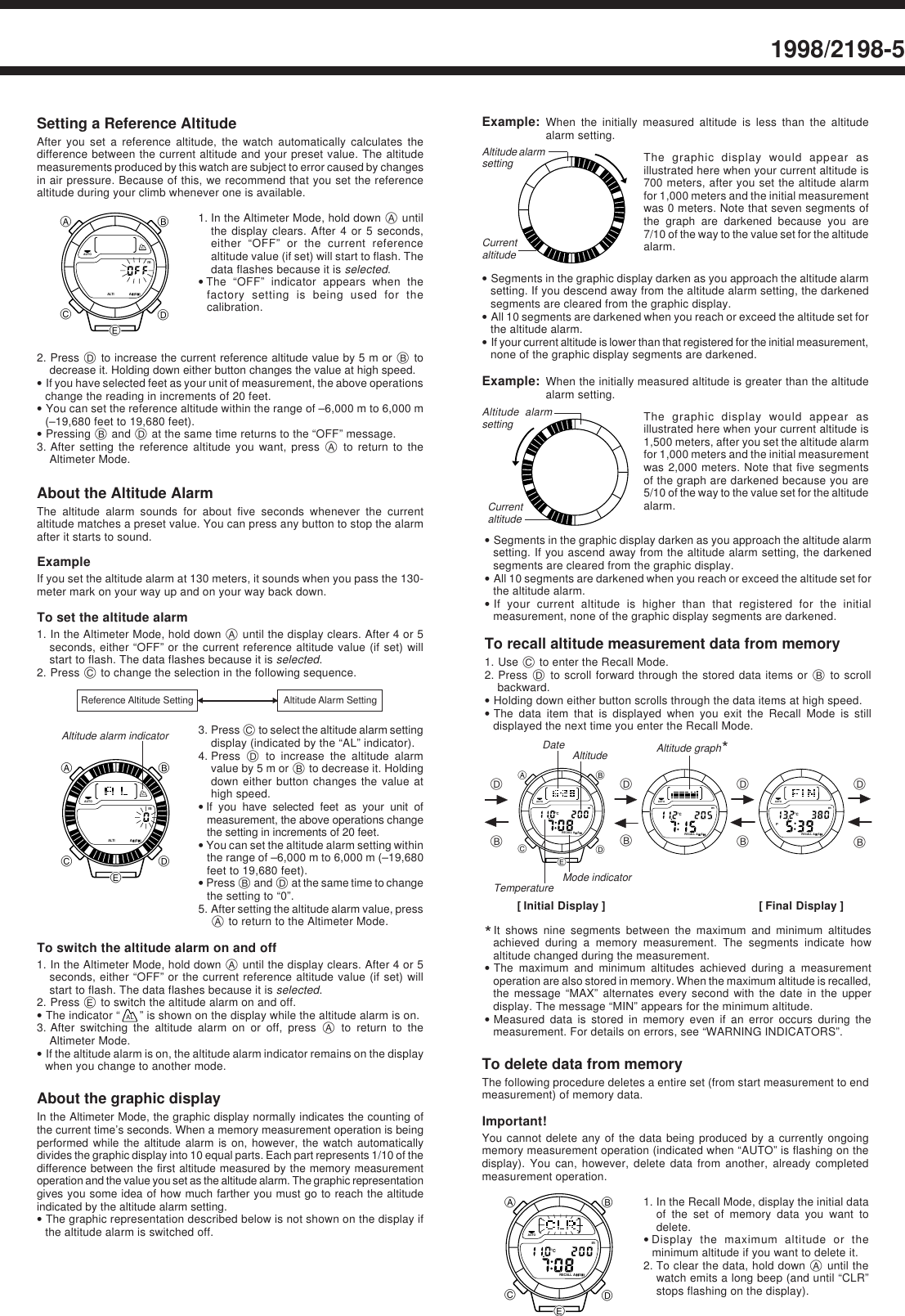 Page 5 of 8 - Casio Casio-Watch-1998-Users-Manual- QW-1998 2198  Casio-watch-1998-users-manual