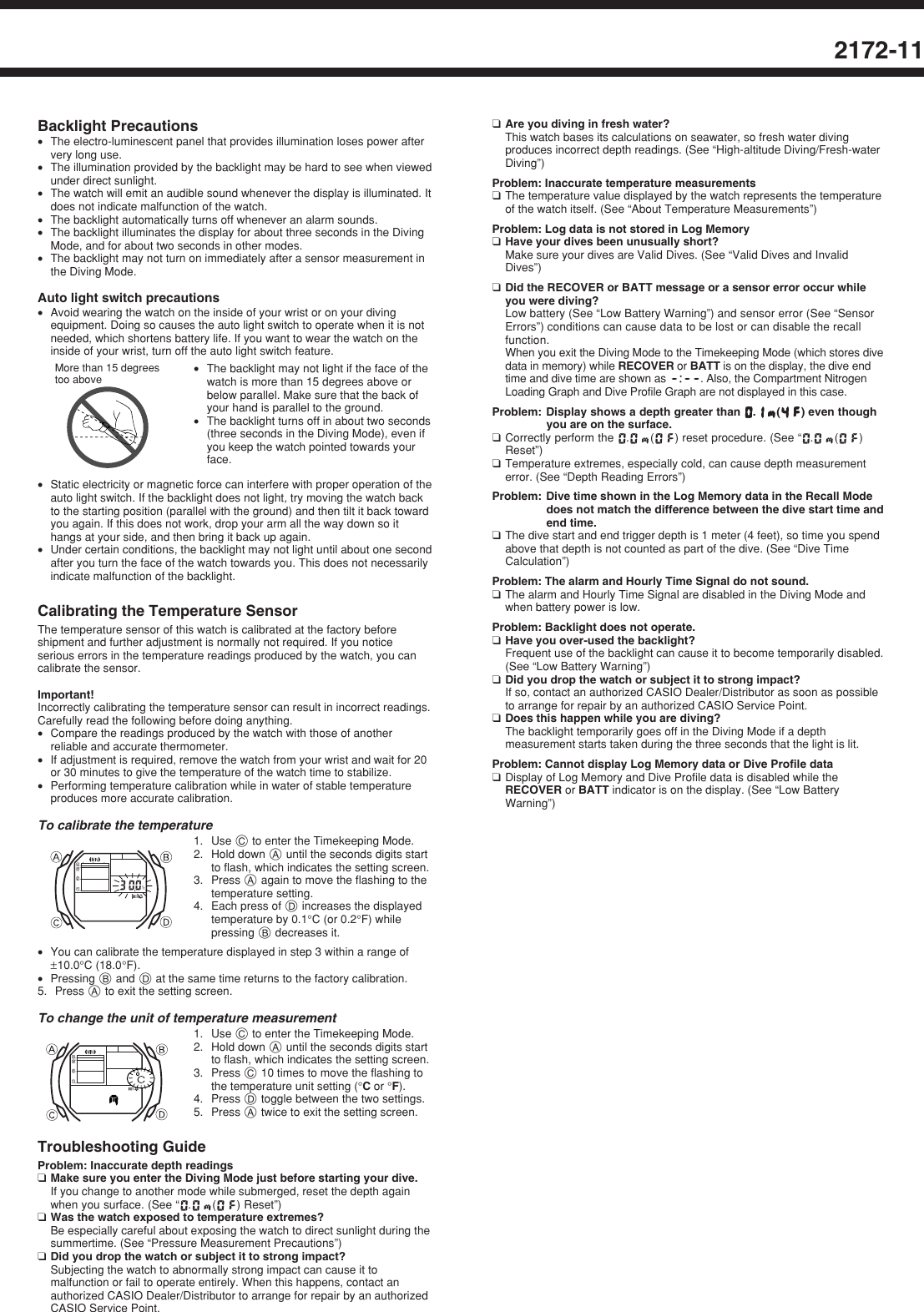 Page 11 of 11 - Casio Casio-Watch-2172-Users-Manual- QW-2172  Casio-watch-2172-users-manual