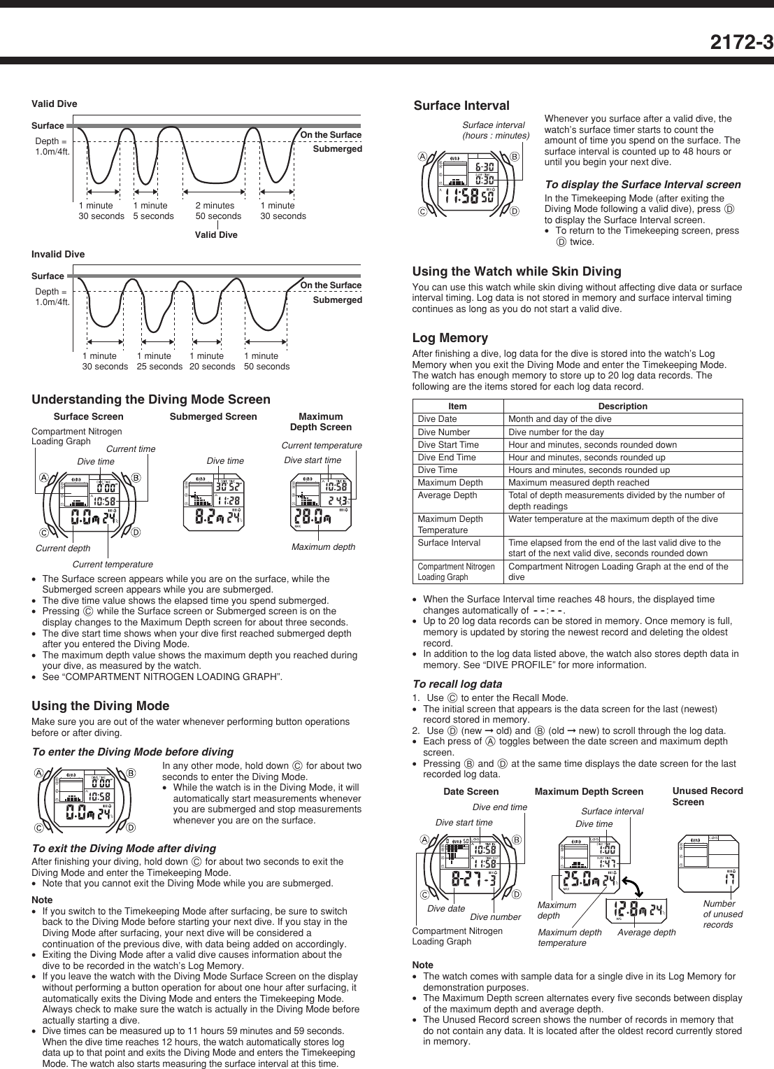 Page 3 of 11 - Casio Casio-Watch-2172-Users-Manual- QW-2172  Casio-watch-2172-users-manual