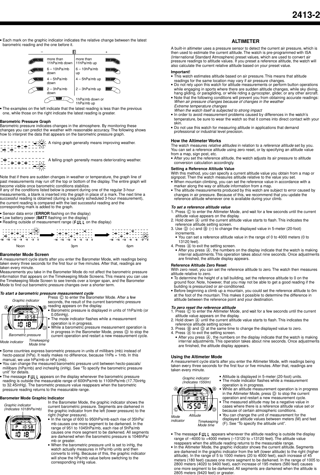 Page 2 of 4 - Casio Casio-Watch-2413-Users-Manual- QW-2413  Casio-watch-2413-users-manual