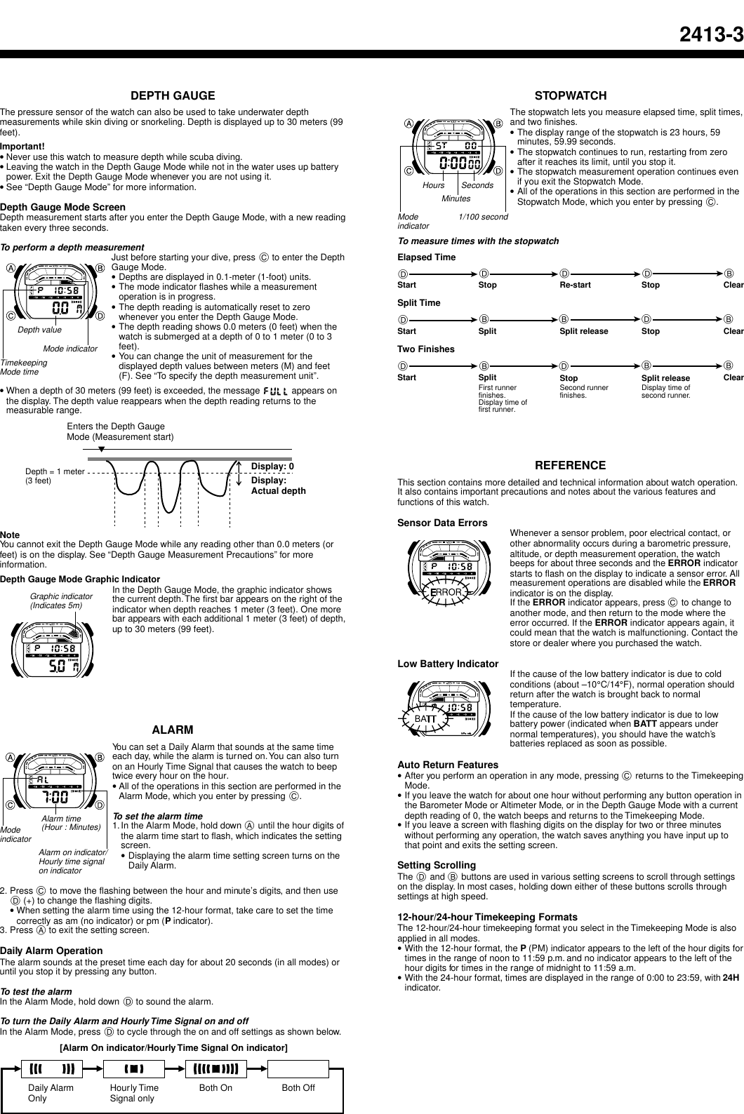 Page 3 of 4 - Casio Casio-Watch-2413-Users-Manual- QW-2413  Casio-watch-2413-users-manual