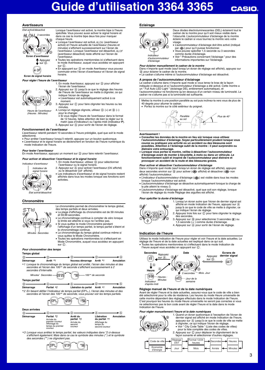 Page 3 of 6 - Casio Casio-Watch-3364-Users-Manual- QW-3364/3365  Casio-watch-3364-users-manual