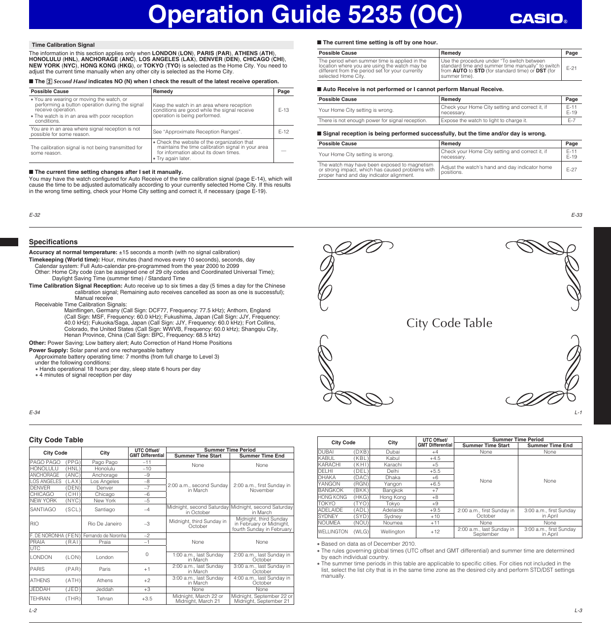 Page 5 of 5 - Casio Casio-Watch-5235-Users-Manual- QW-5235OC  Casio-watch-5235-users-manual