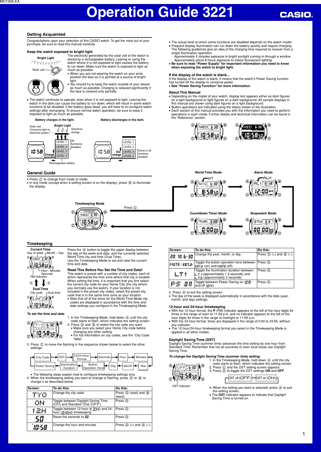 Page 1 of 4 - Casio Casio-Watch-Mo1006-Ea-Users-Manual- QW-3221  Casio-watch-mo1006-ea-users-manual