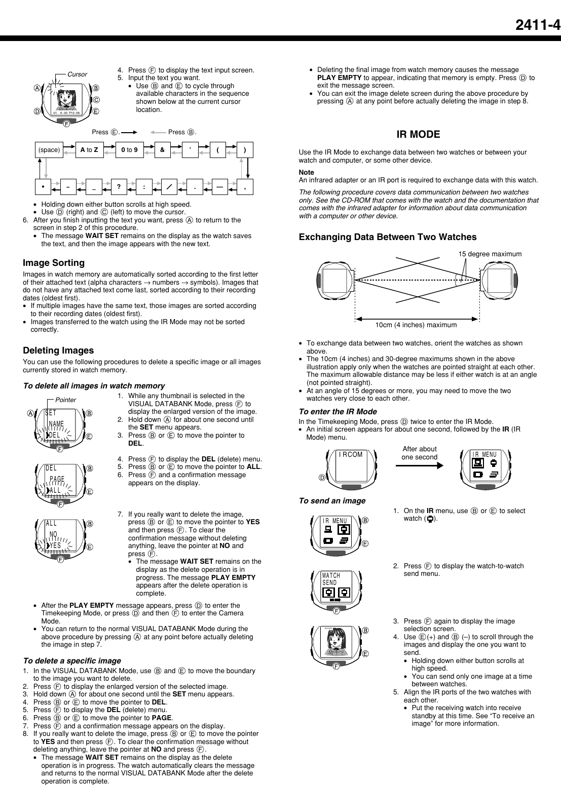 Page 4 of 8 - Casio Casio-Wrist-Camera-2411-Users-Manual- QW-2411  Casio-wrist-camera-2411-users-manual