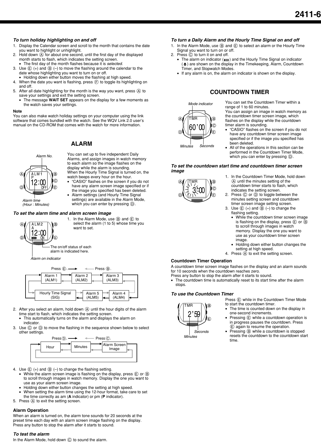 Page 6 of 8 - Casio Casio-Wrist-Camera-2411-Users-Manual- QW-2411  Casio-wrist-camera-2411-users-manual