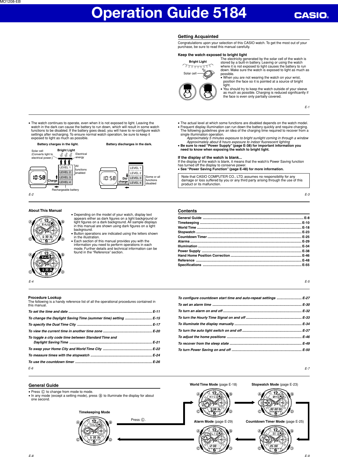 Page 1 of 6 - Casio MO1208-EB QW-5184 User Manual  To The A9c0c7fa-c865-46cf-b669-c3fba944fb09